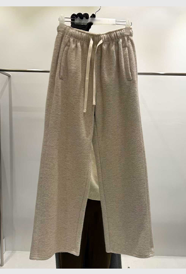 B72.質感家冬日鬆緊腰毛呢長褲