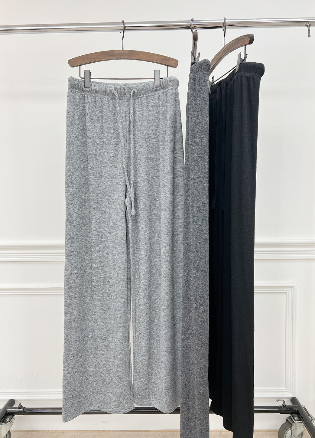 B114.灰階百搭磨毛彈性瘦瘦褲