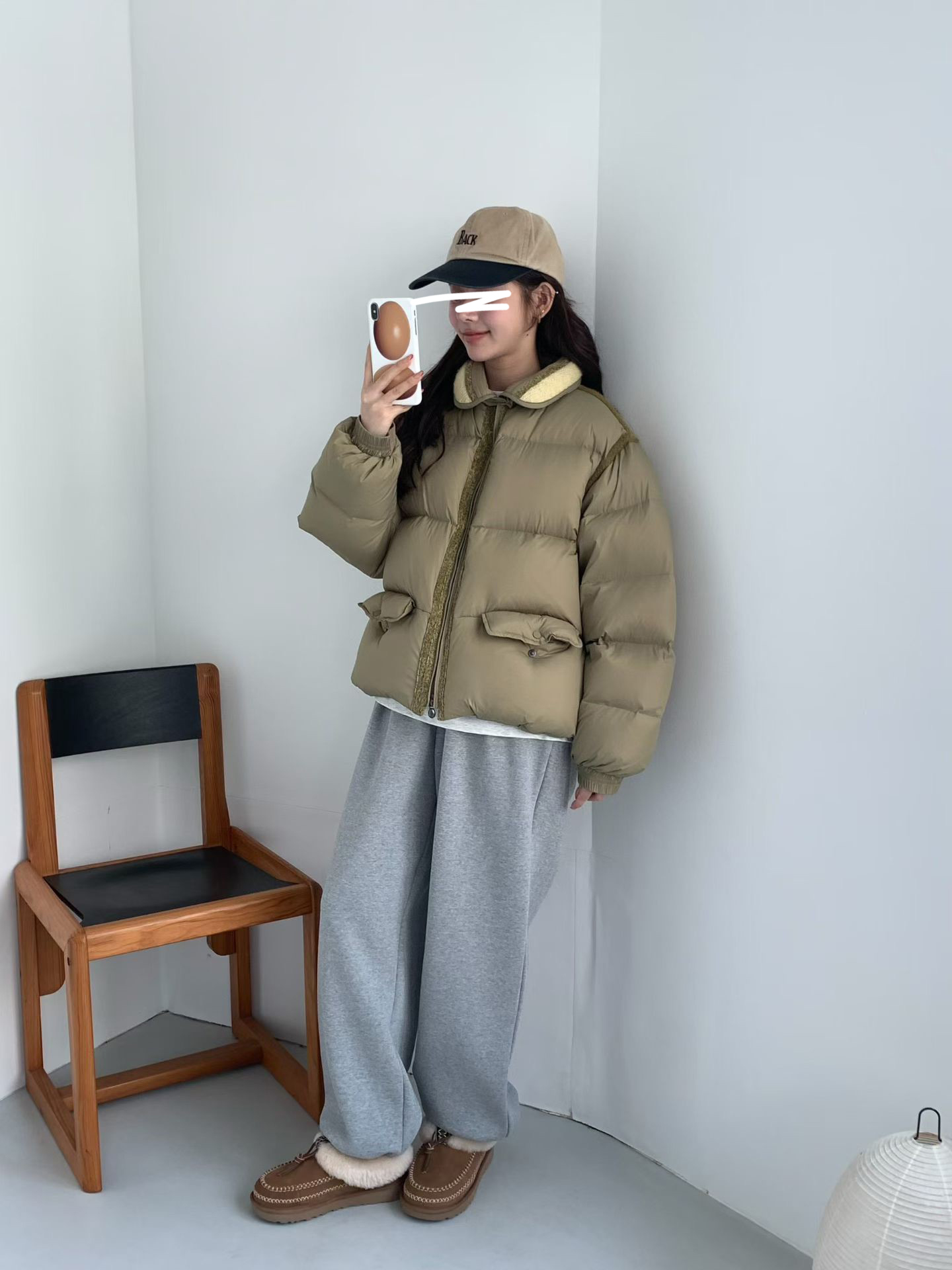 B04.前打褶褲口可束內刷毛棉質長褲