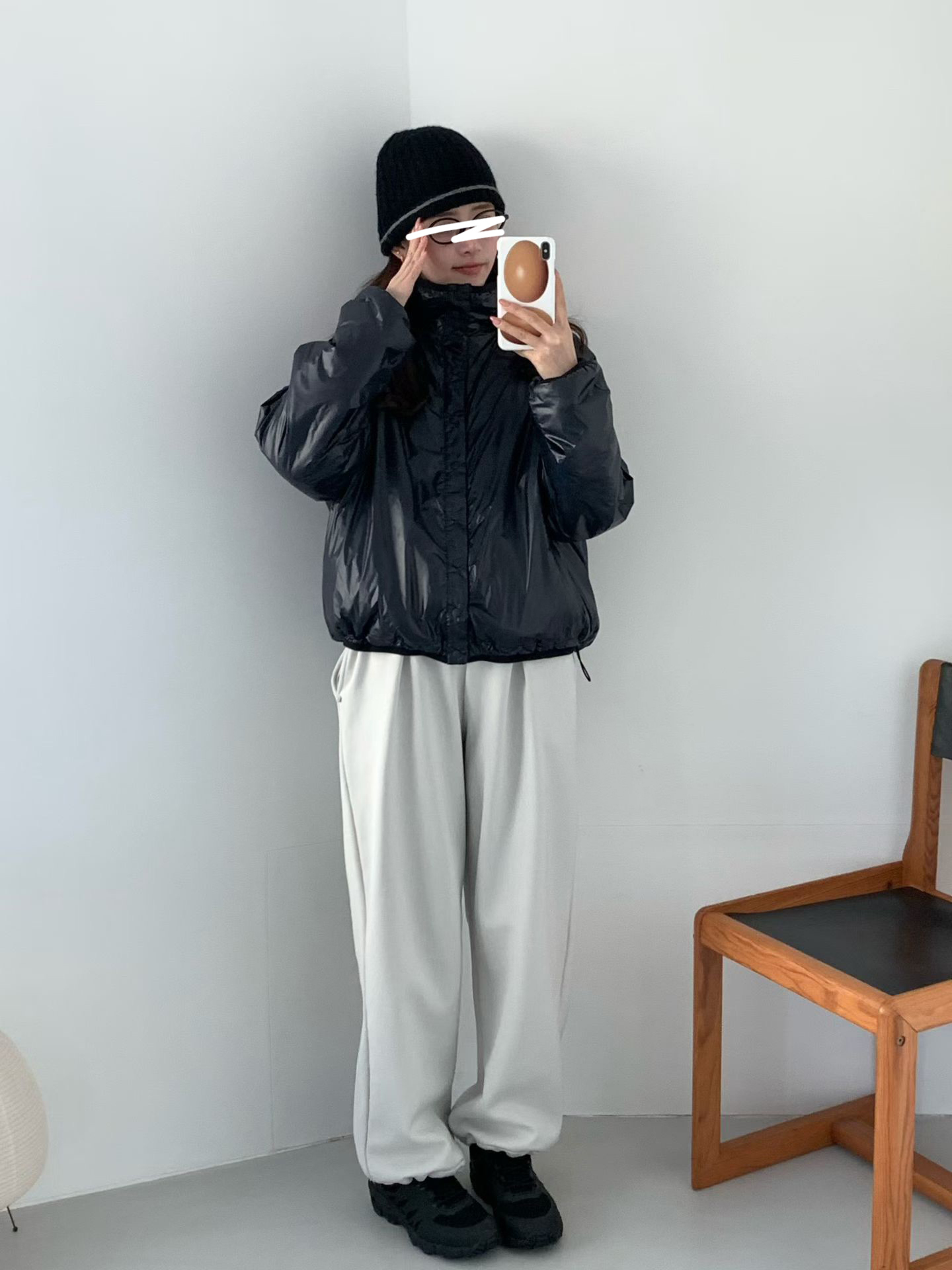 B04.前打褶褲口可束內刷毛棉質長褲