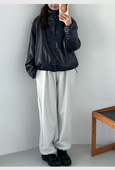 B04.前打褶褲口可束內刷毛棉質長褲