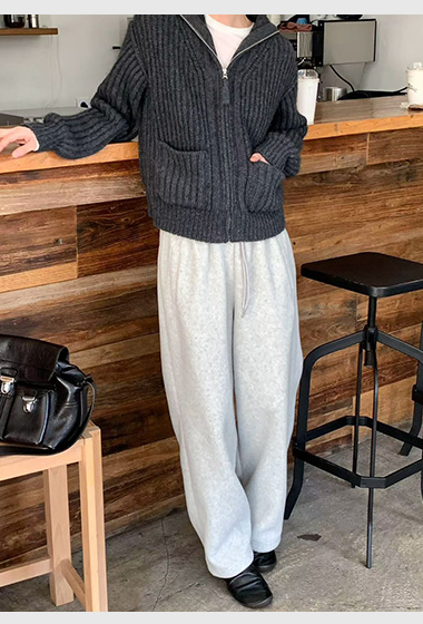 B79.纖瘦家絨面舒適鬆緊休閒褲