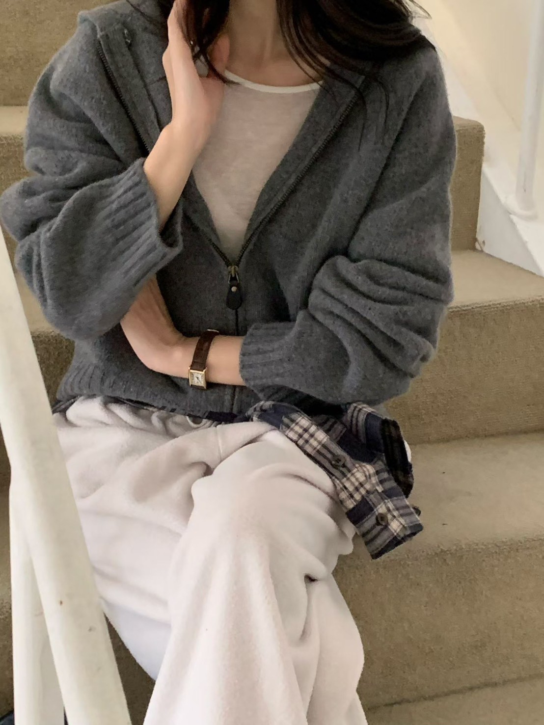 A06.小V家休閒縮口彈性針織褲