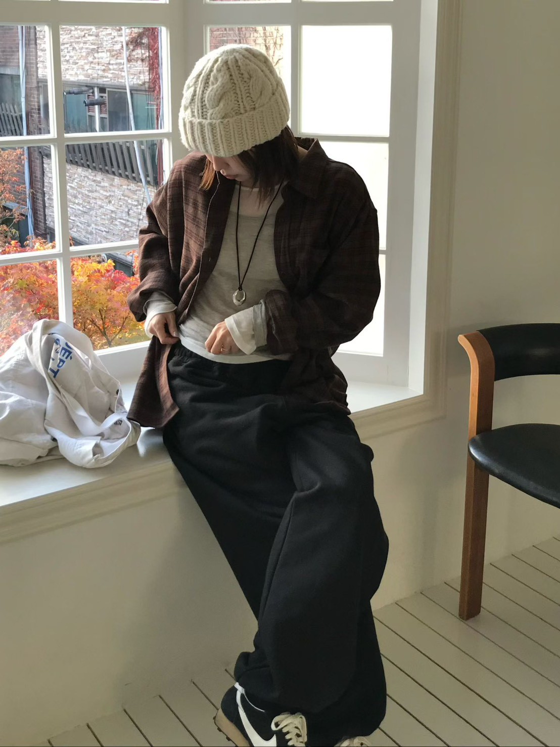 A02.小V家側邊小繡字舒適棉褲