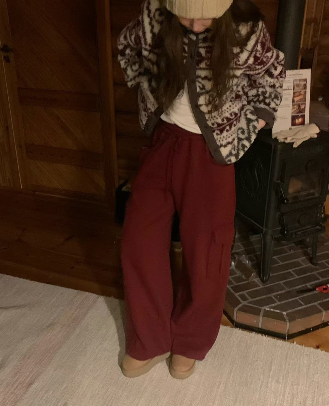 A64.節慶氛圍縮口工裝棉褲