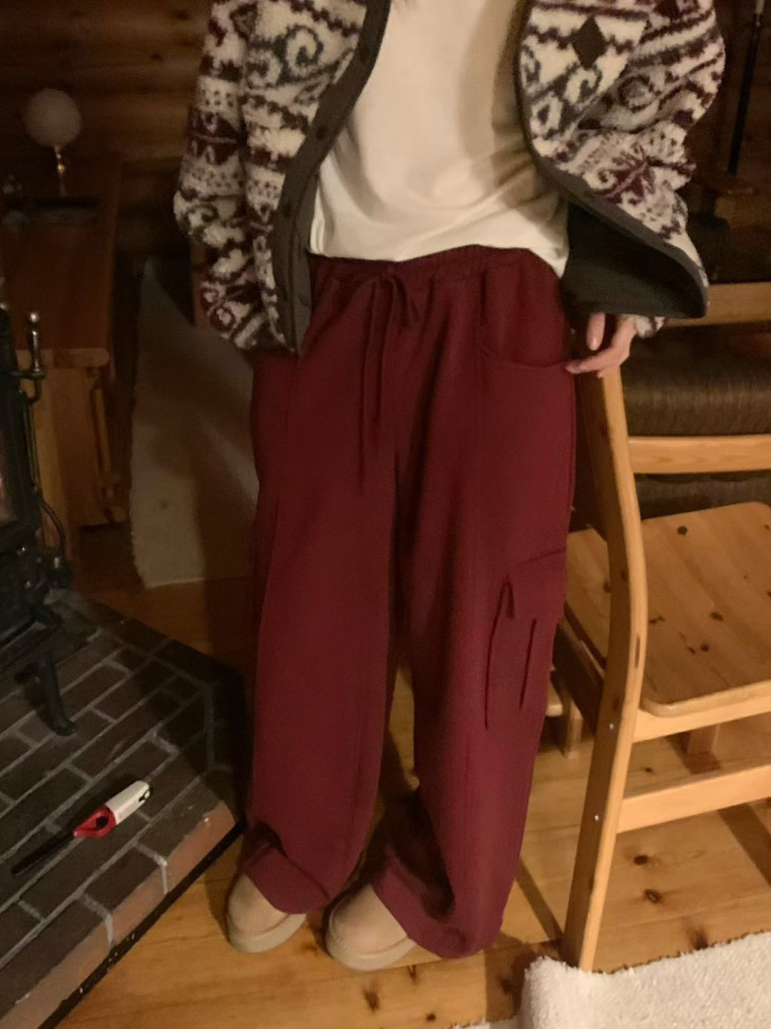 A64.節慶氛圍縮口工裝棉褲