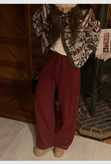 A64.節慶氛圍縮口工裝棉褲