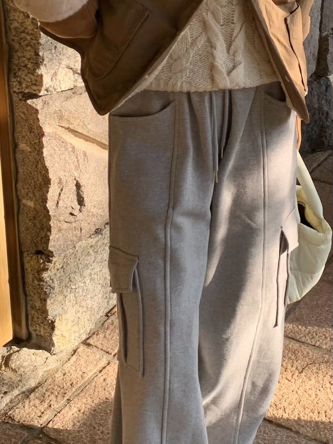 A64.節慶氛圍縮口工裝棉褲