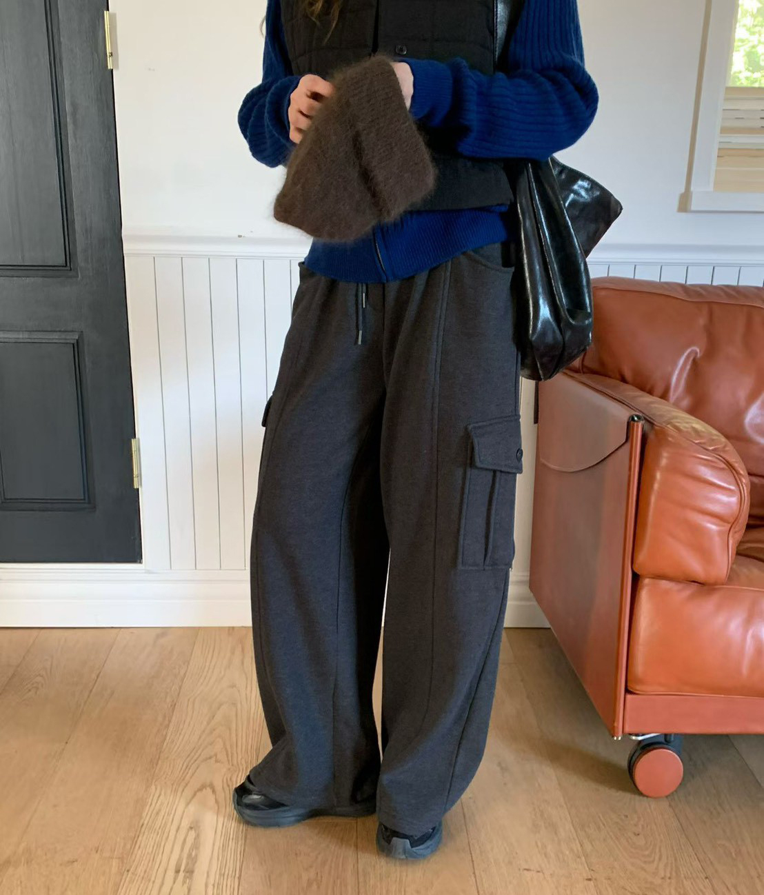 A64.節慶氛圍縮口工裝棉褲