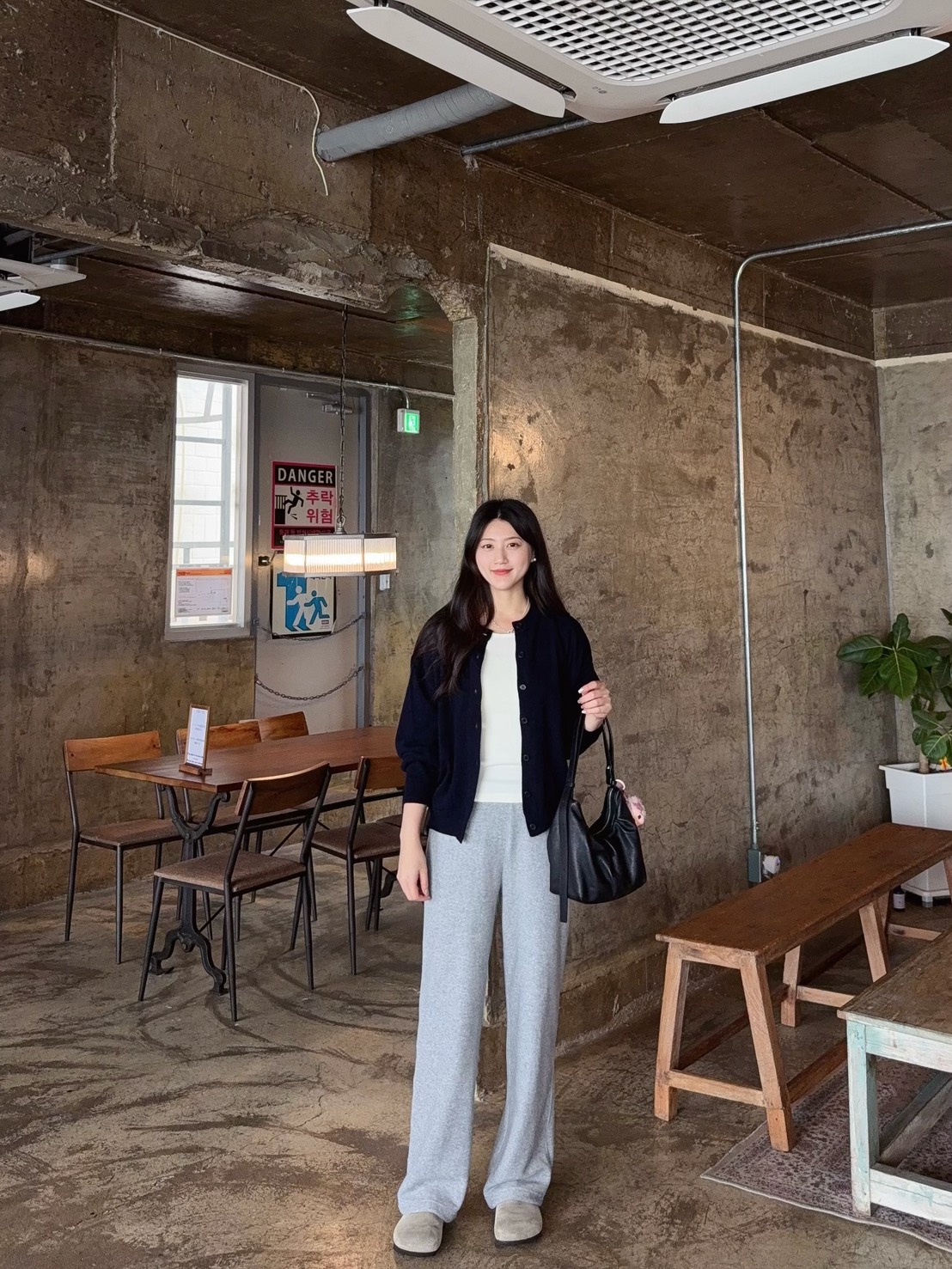 可愛圈圈紗內刷毛落地寬褲