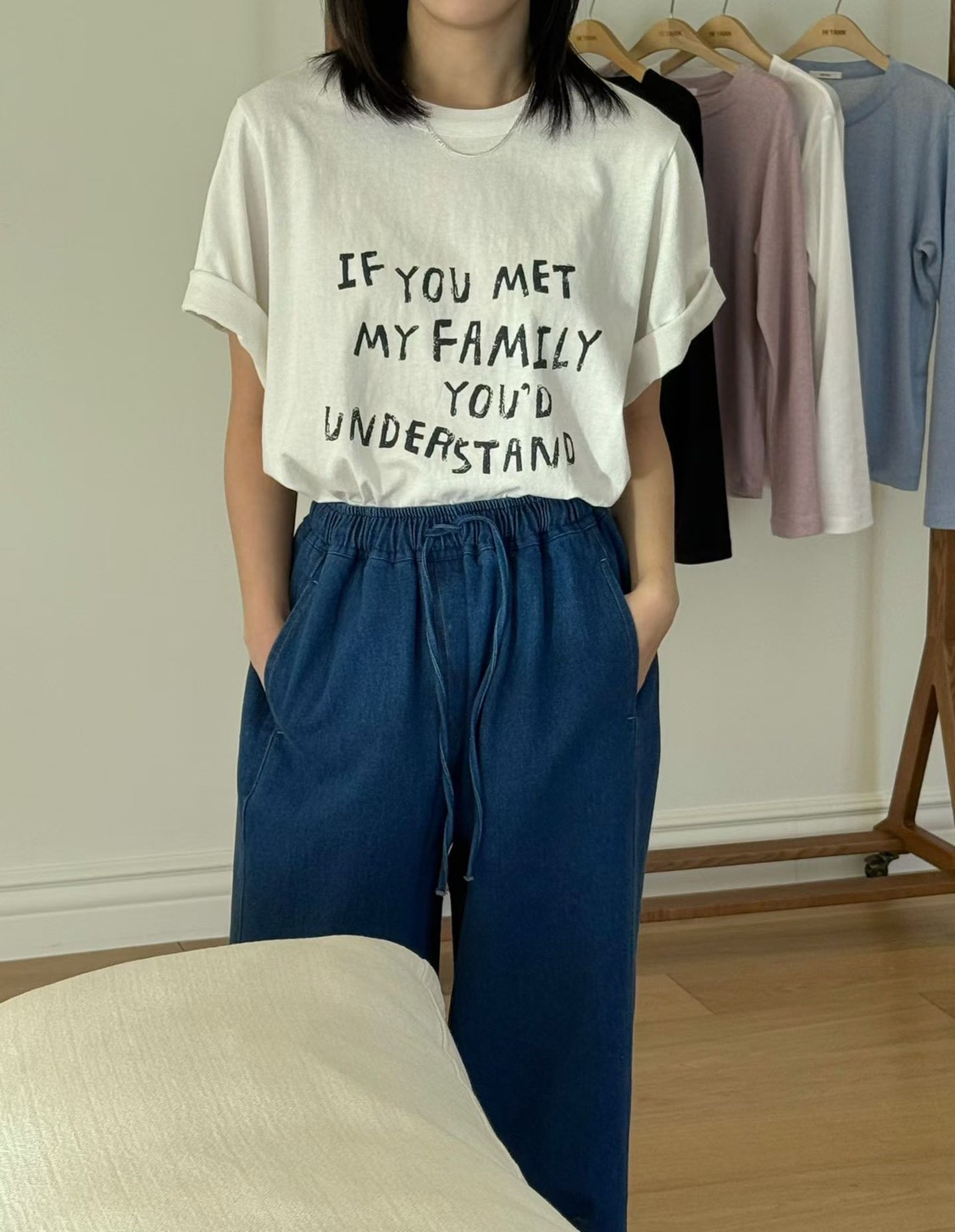 B35.蘇打冰棒鬆緊腰綁帶長褲