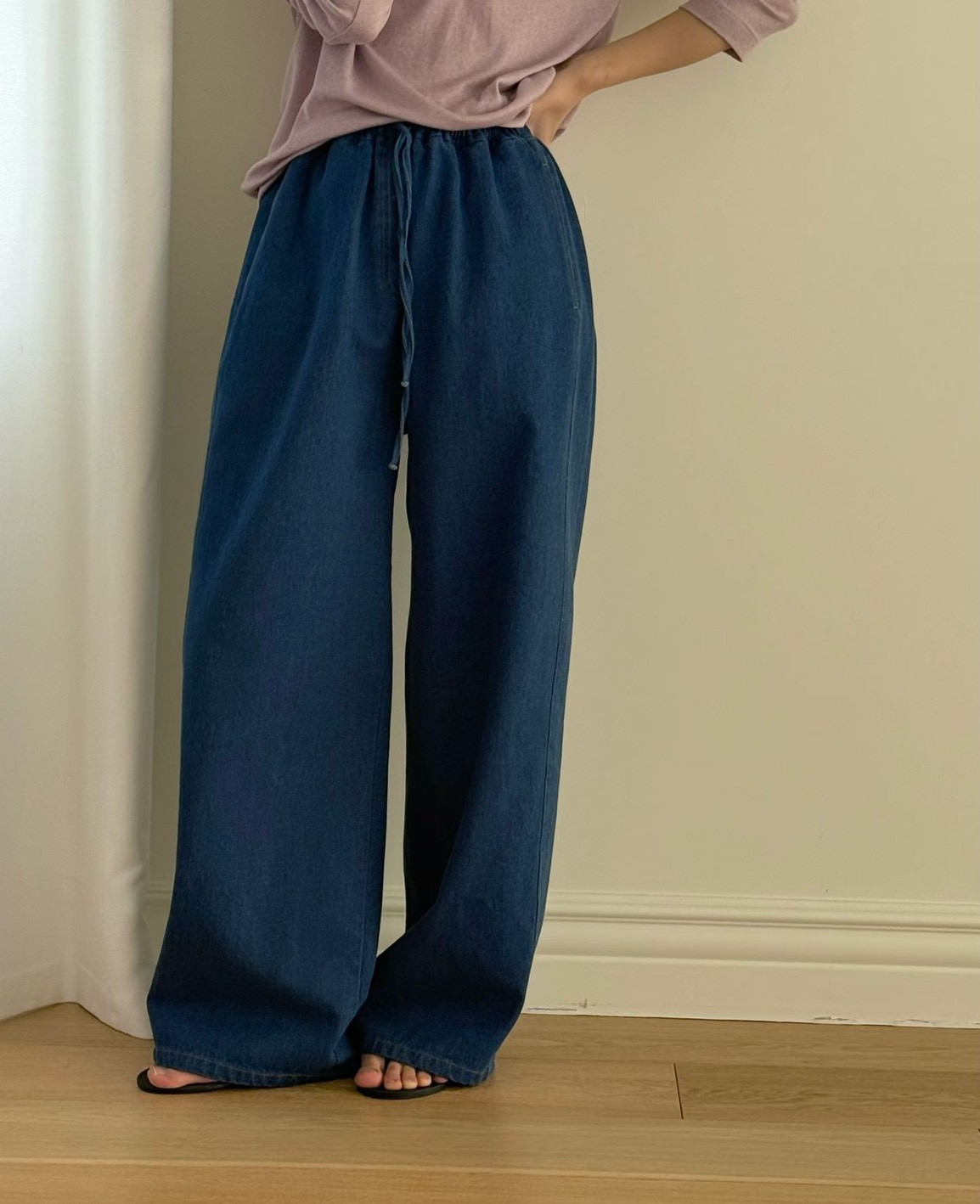 B35.蘇打冰棒鬆緊腰綁帶長褲