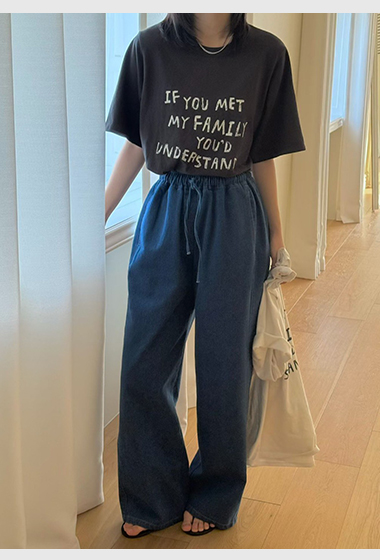 B35.蘇打冰棒鬆緊腰綁帶長褲