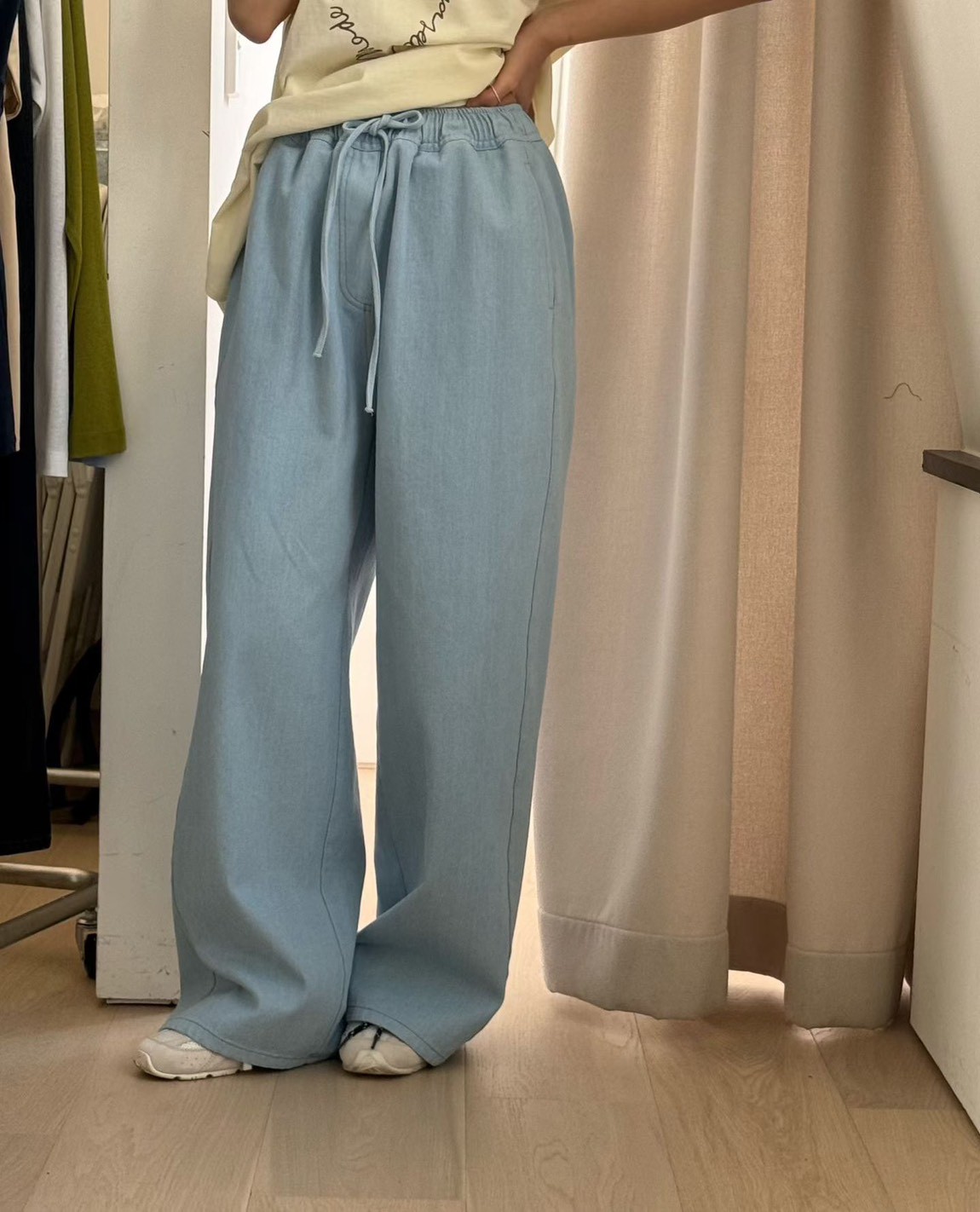 B35.蘇打冰棒鬆緊腰綁帶長褲