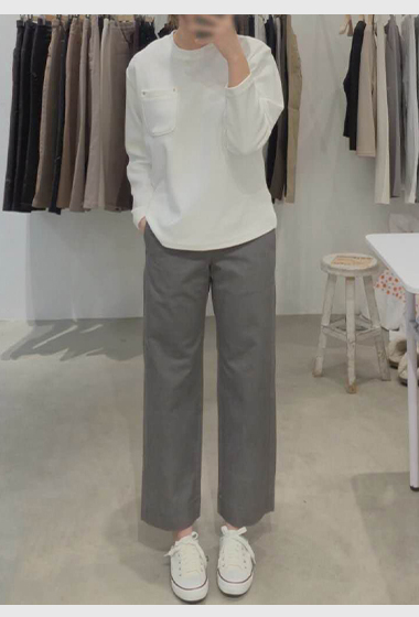 A55.水洗褲家後中心車線口袋休閒褲