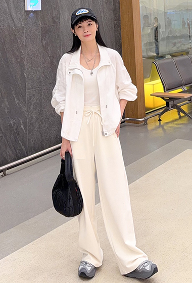 B100.顯瘦側拼接後單邊口袋休閒長褲