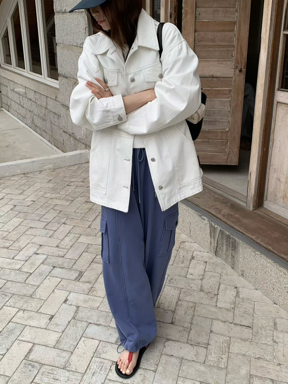 A54.鬆緊腰工裝口袋運動褲