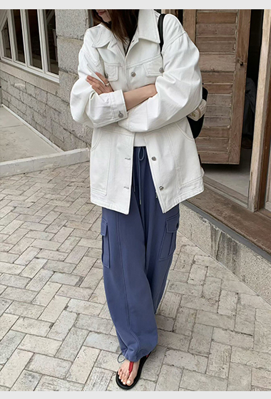 A54.鬆緊腰工裝口袋運動褲