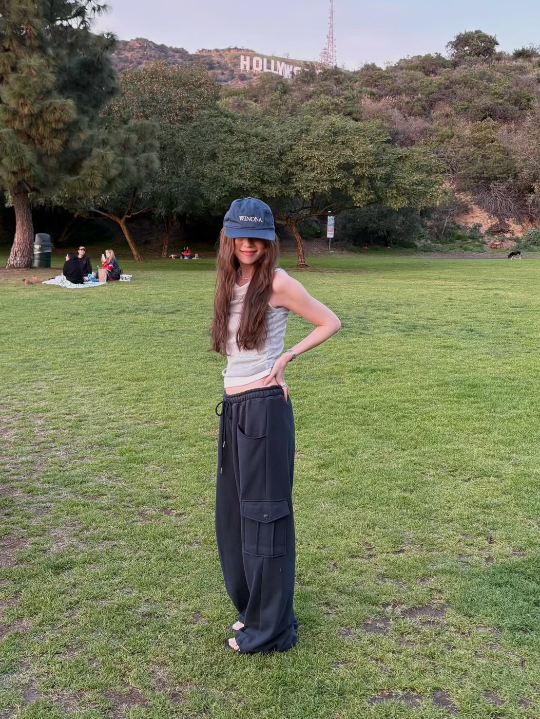 A54.鬆緊腰工裝口袋運動褲