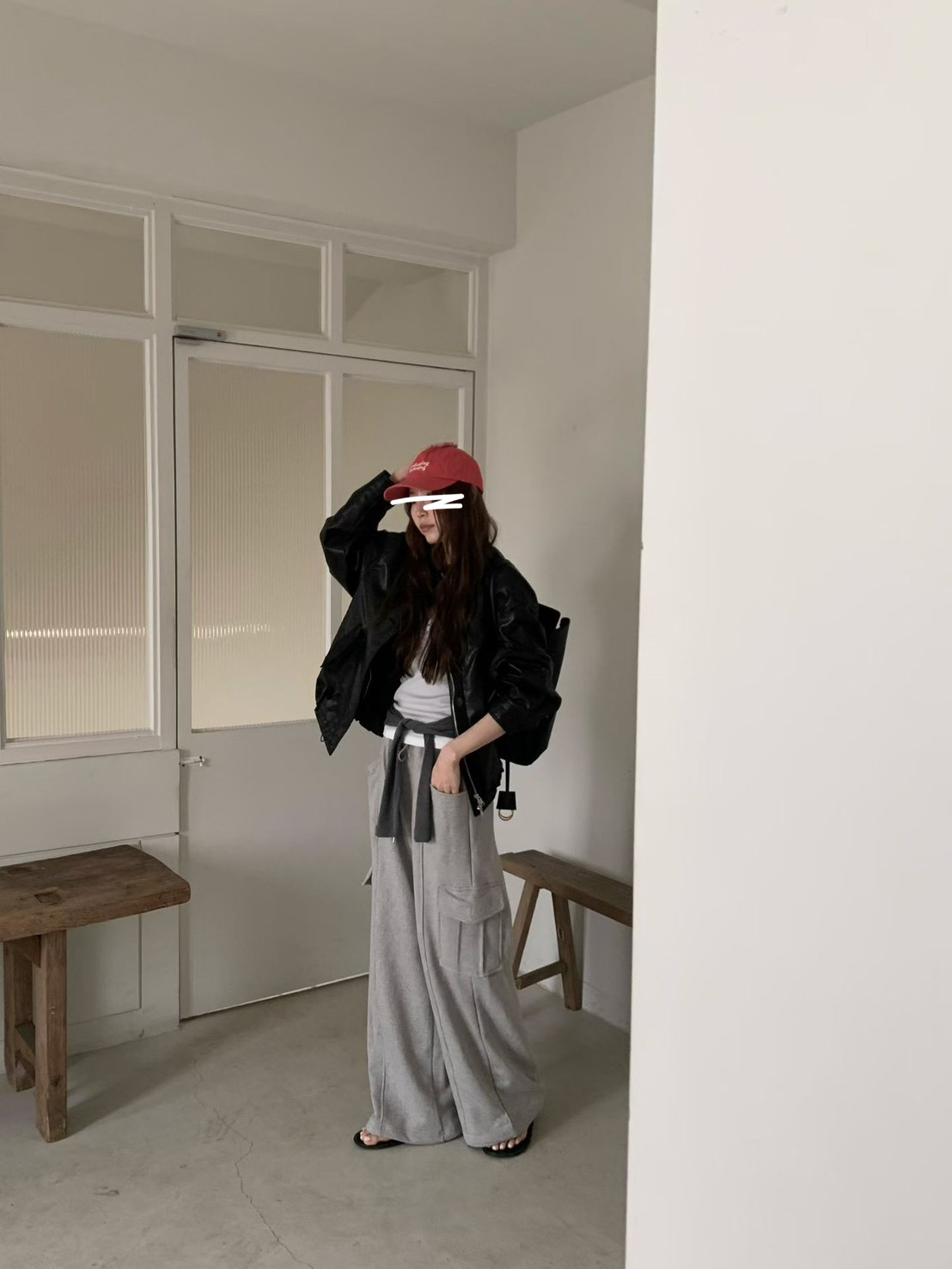 A54.鬆緊腰工裝口袋運動褲