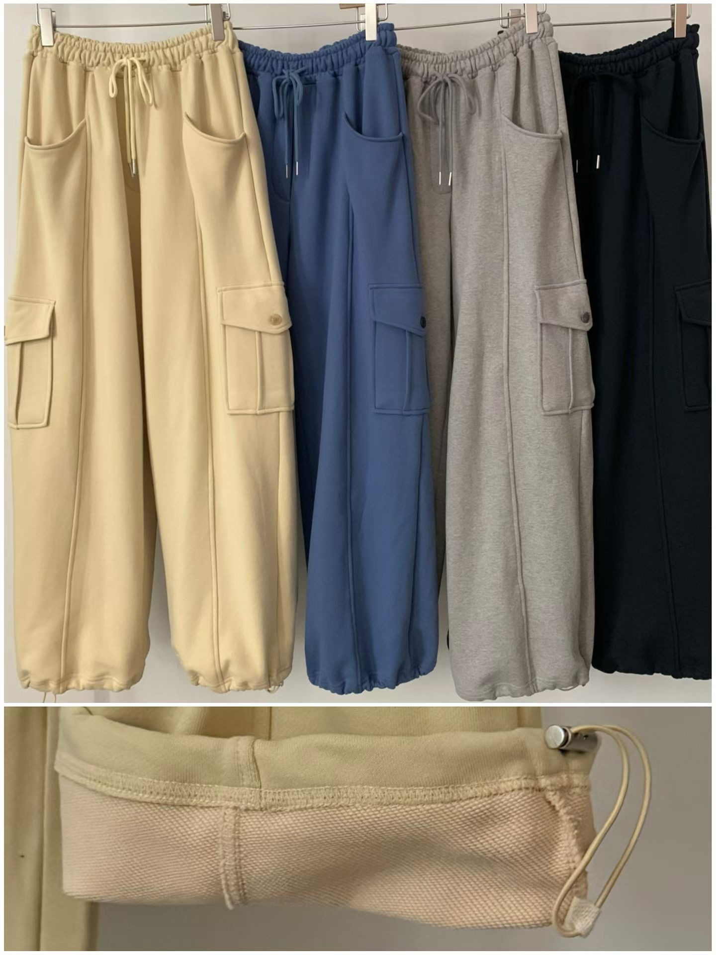 A54.鬆緊腰工裝口袋運動褲