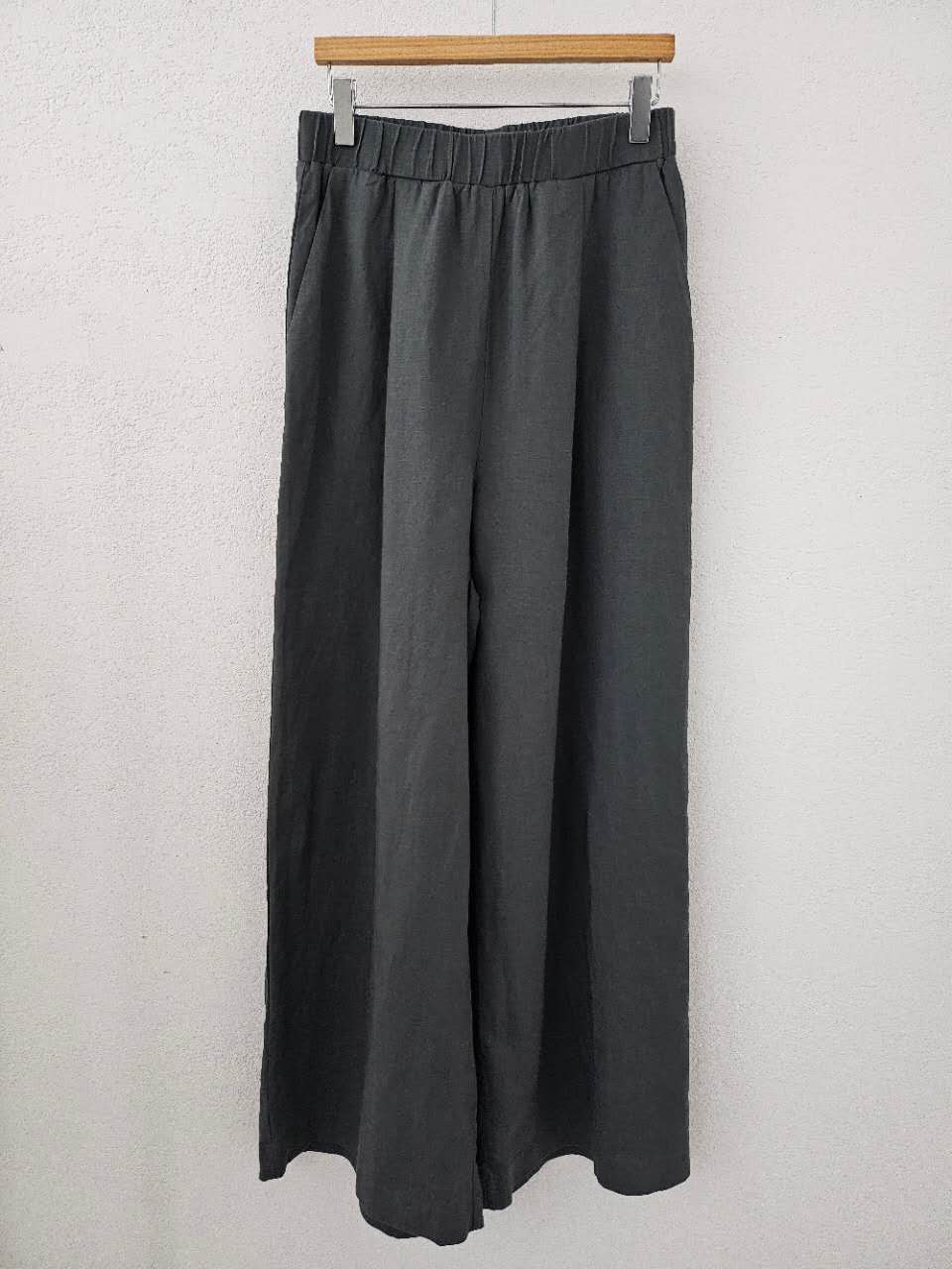 B115.星星家透氣亞麻混紡寬褲