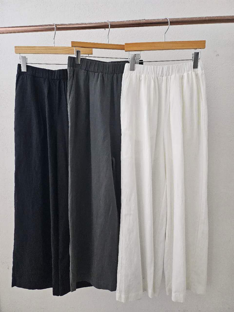 B115.星星家透氣亞麻混紡寬褲