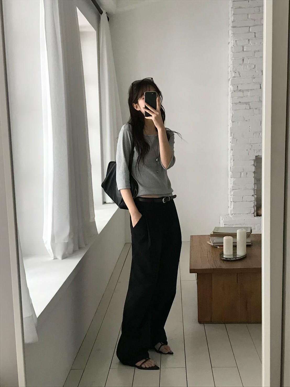 B75.小V家都會前壓褶長褲