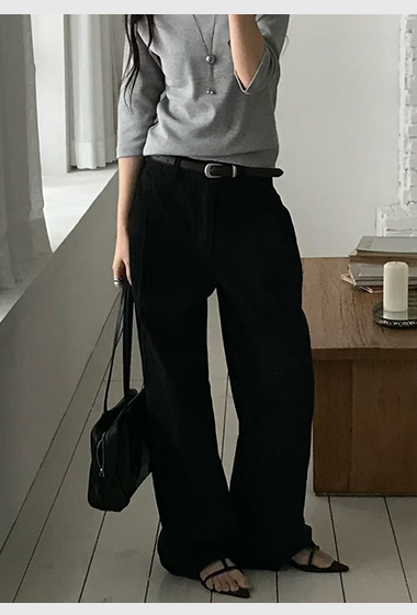 B75.小V家都會前壓褶長褲