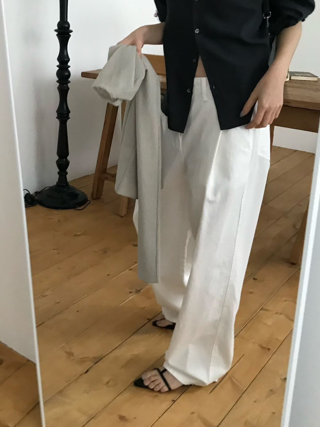 B75.小V家都會前壓褶長褲