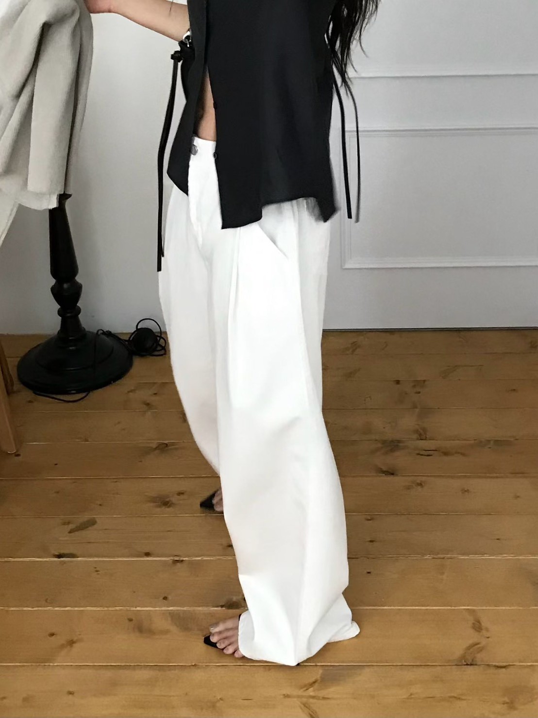 B75.小V家都會前壓褶長褲