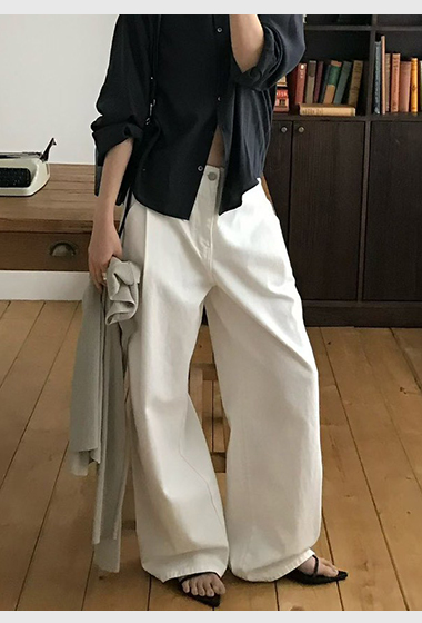 B75.小V家都會前壓褶長褲