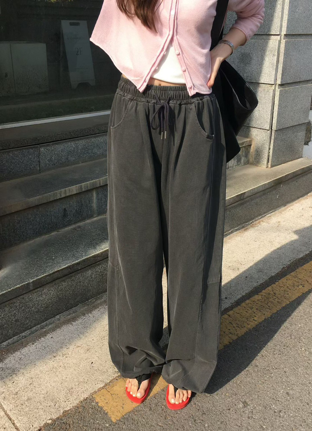 B43.櫥窗家慵懶舒適水洗縮口褲