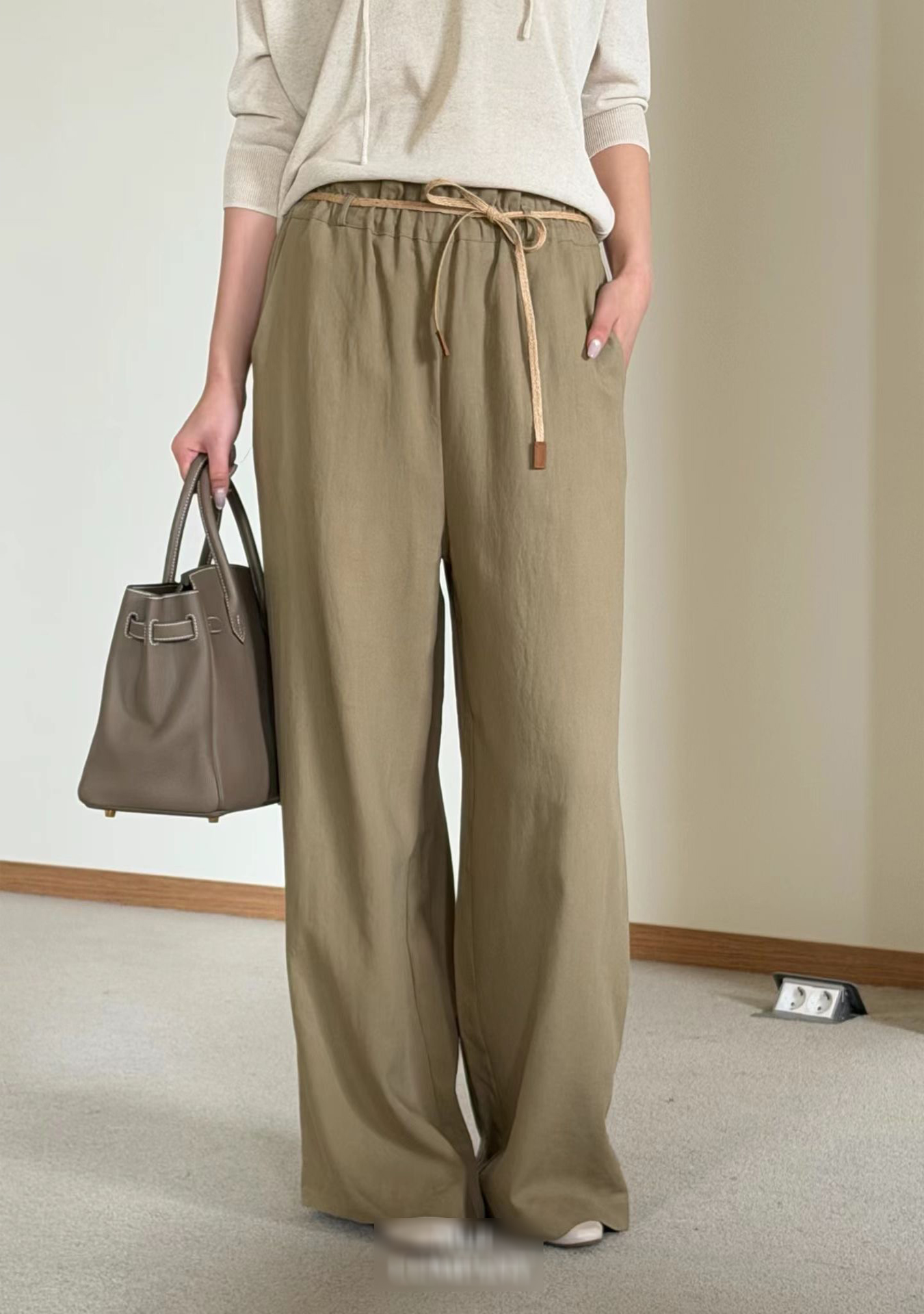 A19.可愛歐膩亞麻螺縈寬褲