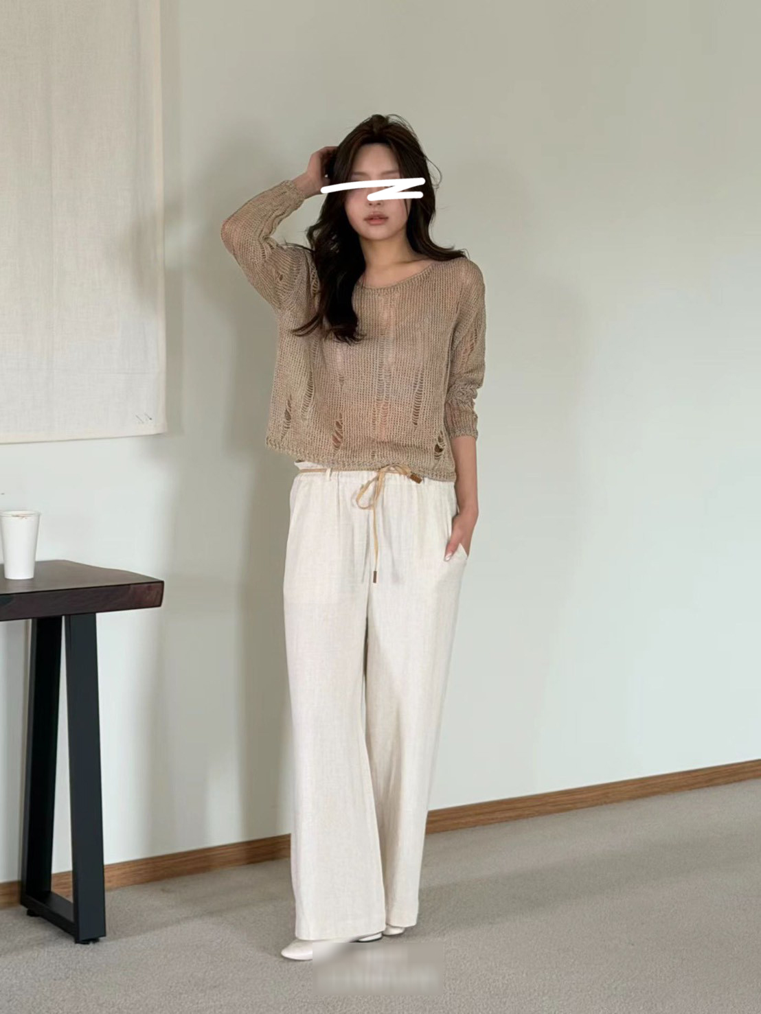 A19.可愛歐膩亞麻螺縈寬褲