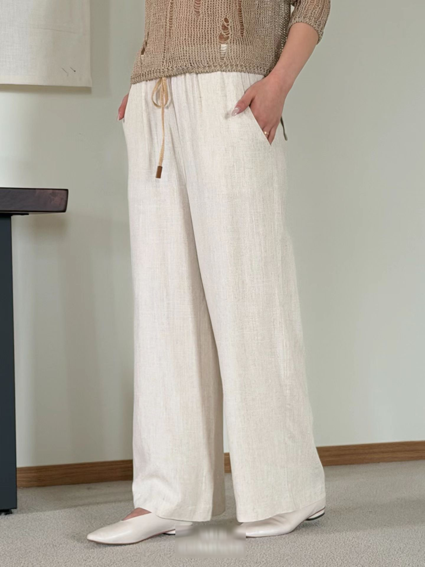 A19.可愛歐膩亞麻螺縈寬褲