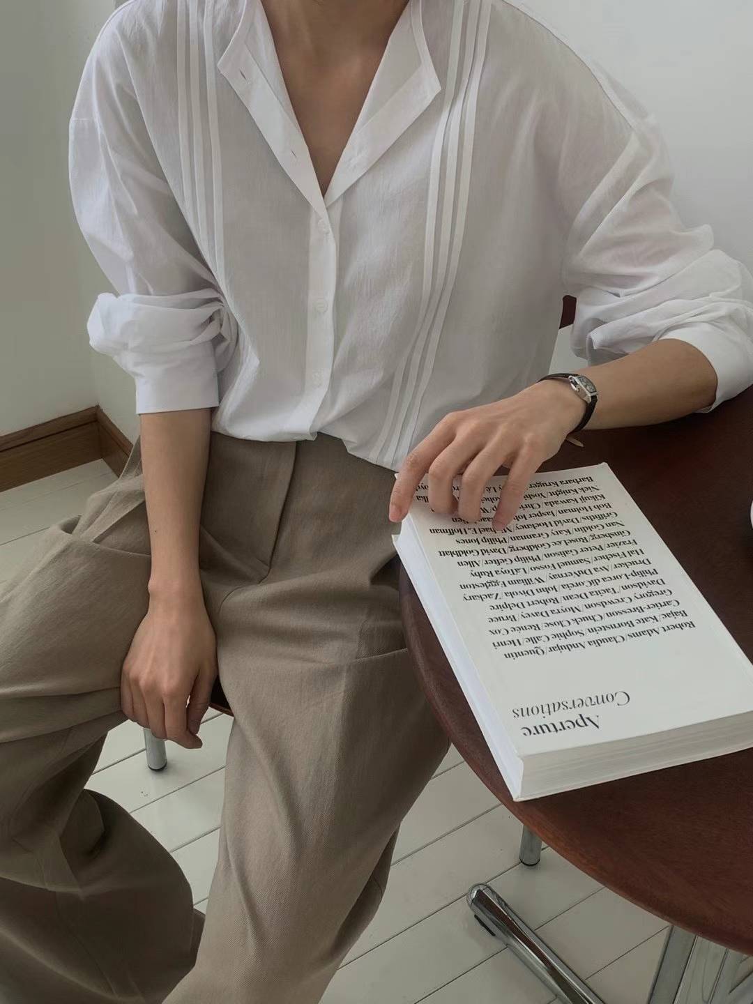 A59.小臉歐膩亞麻混紡打褶褲