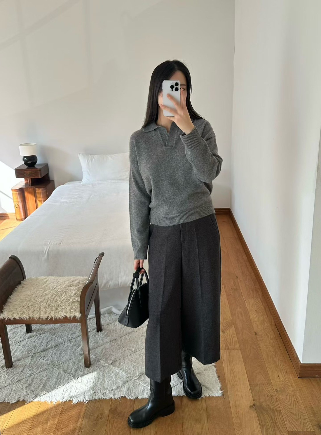 A39.韓國不刺膚打折七分寬褲