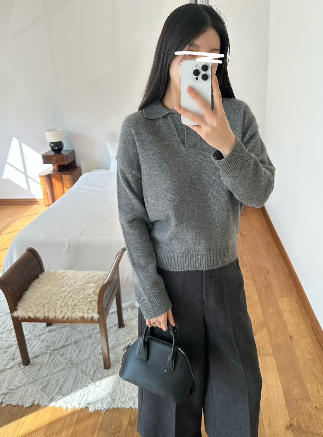 A39.韓國不刺膚打折七分寬褲