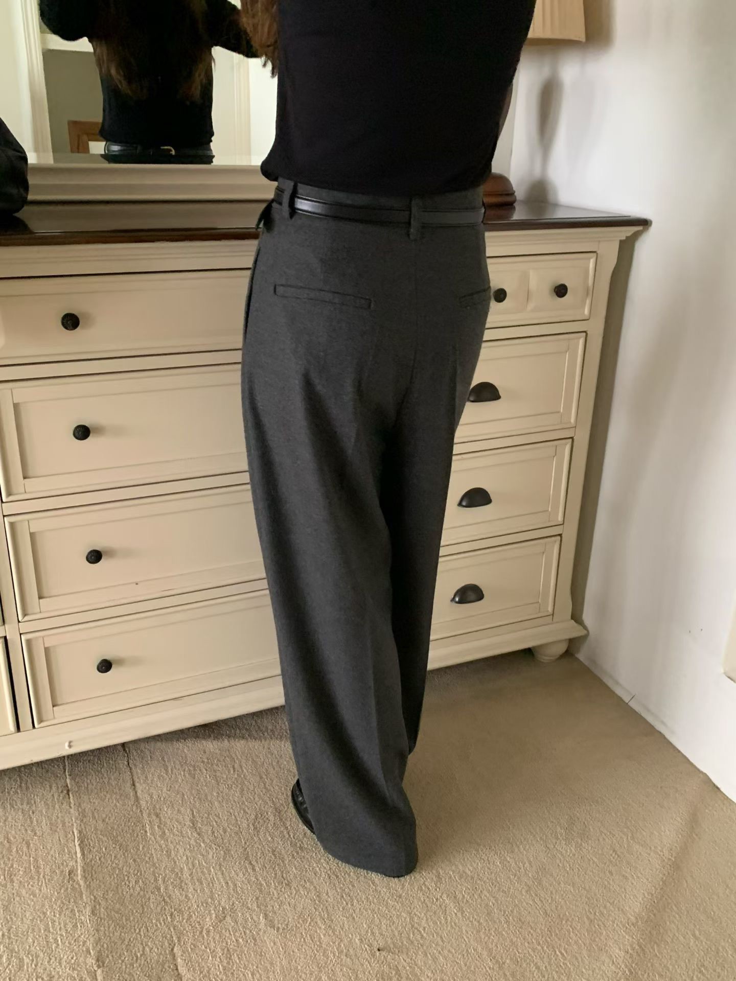 A67.大地色系壓摺羊毛西裝長褲