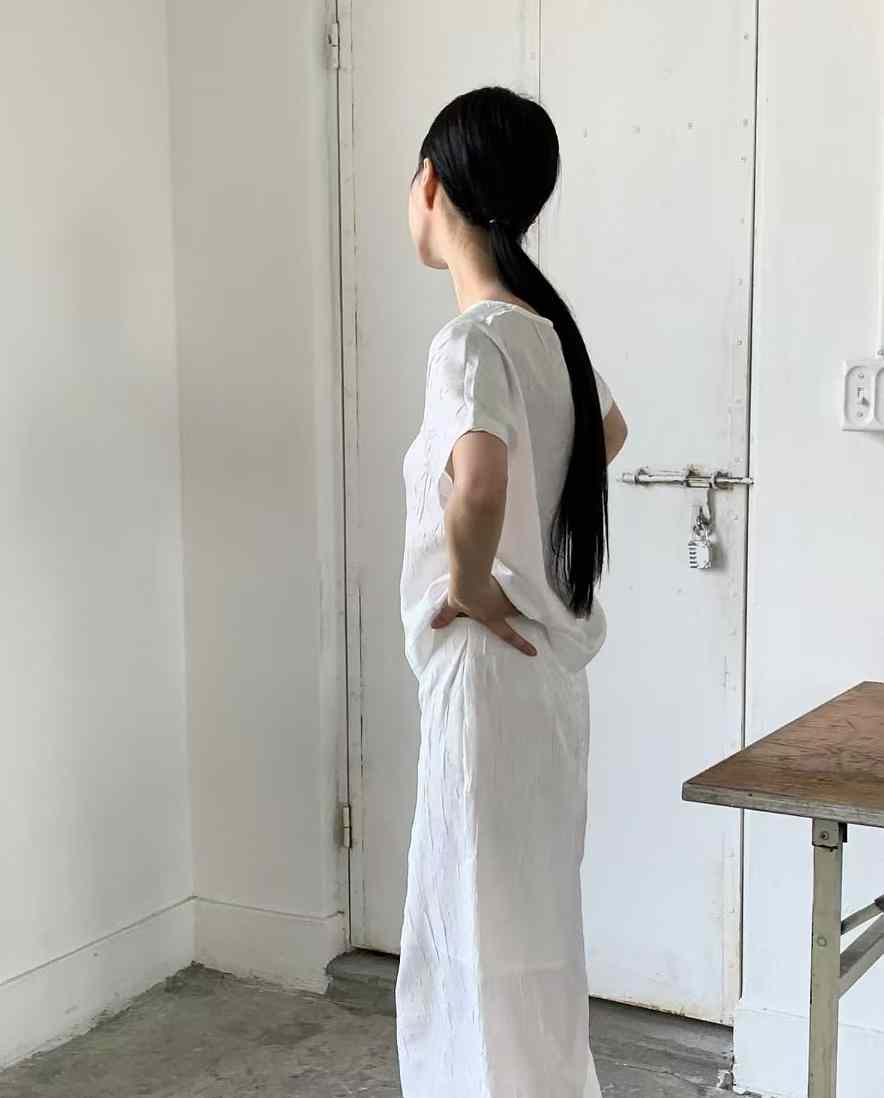 B112.時尚大理石壓紋長裙