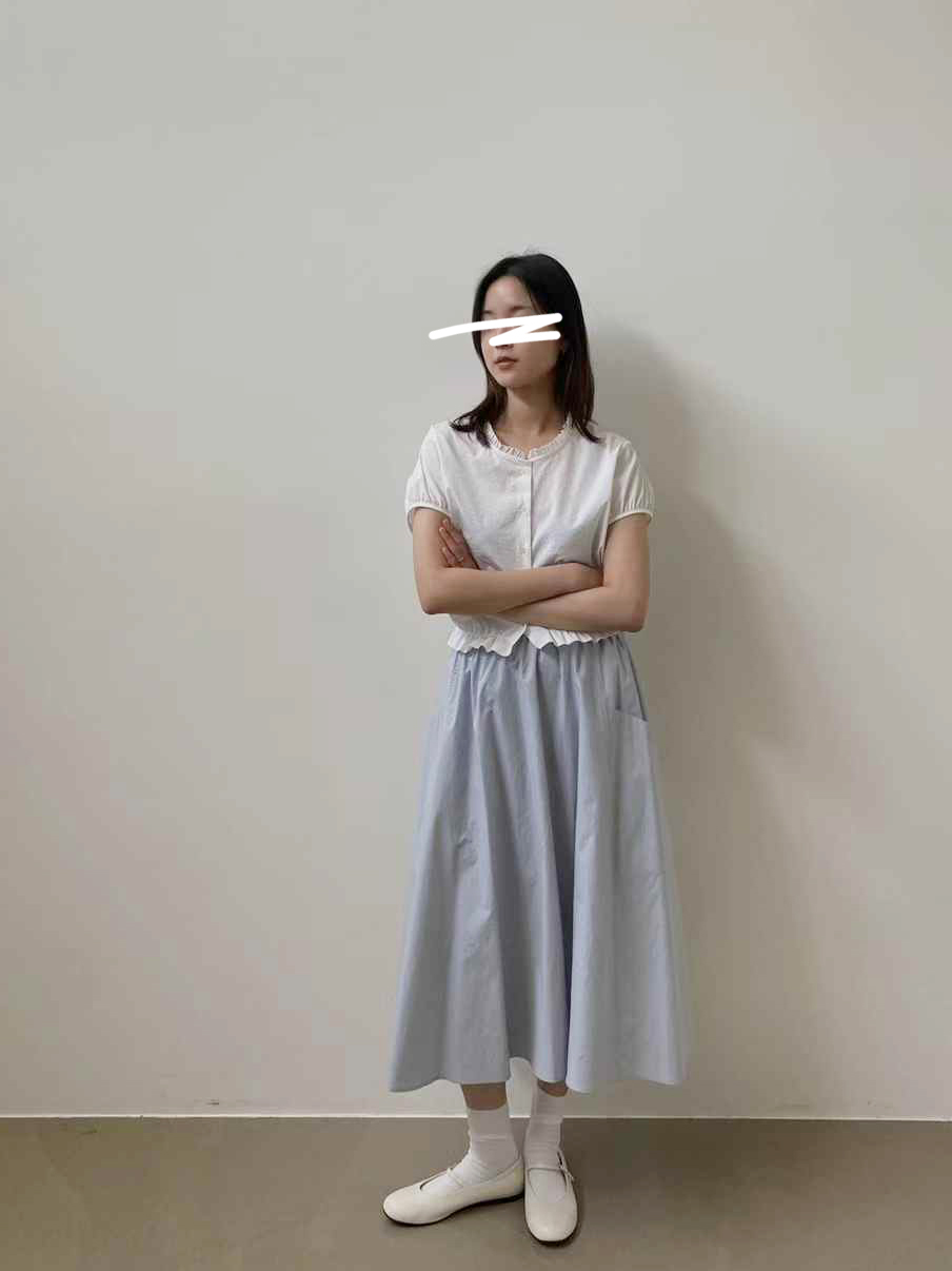 A82.質感家鬆緊腰素雅傘裙