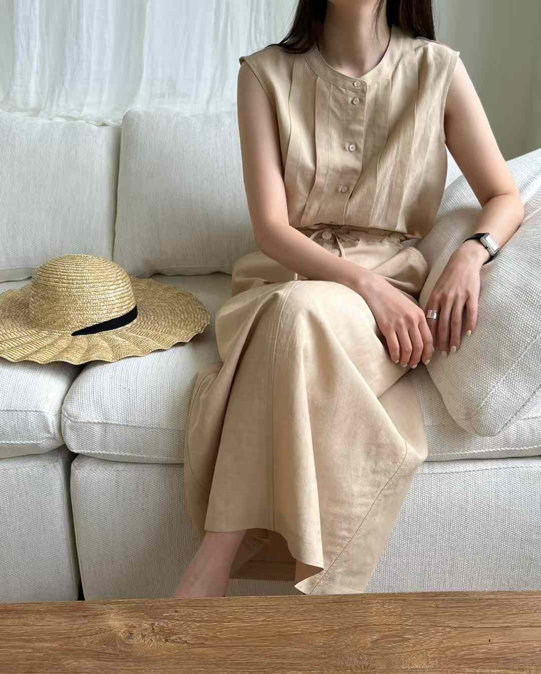 A36.恬靜自然亞麻長裙