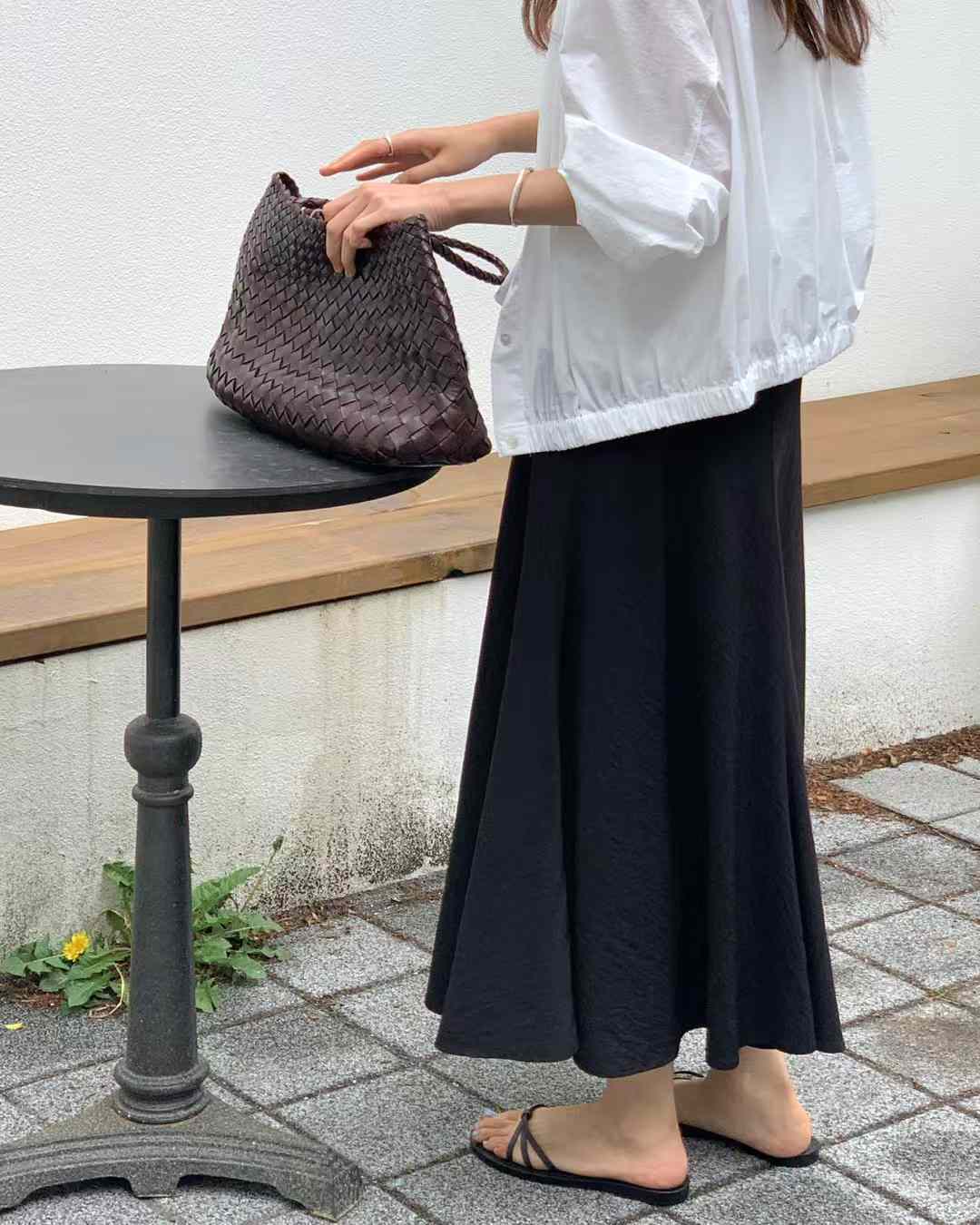 氣質顯瘦鬆緊腰飄逸傘裙