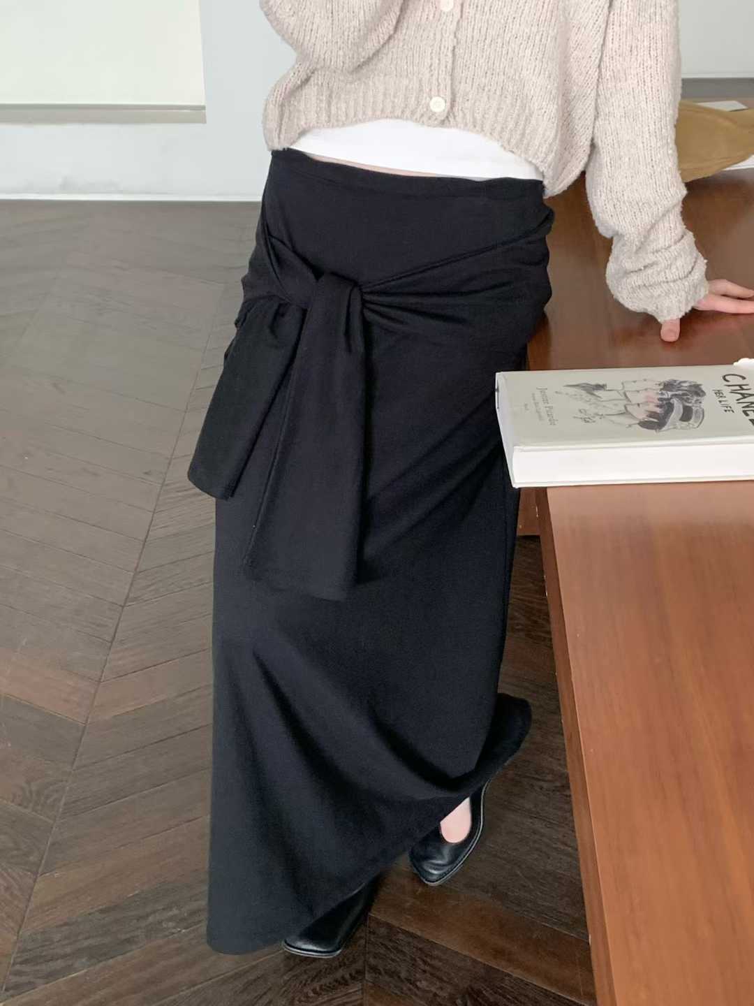 小V家造型綁腰休閒棉裙