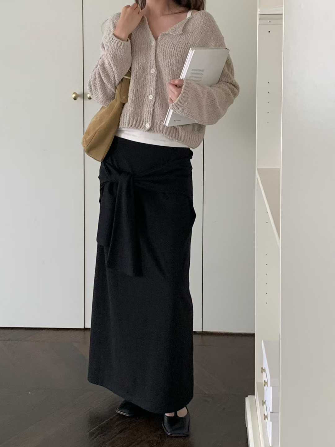 小V家造型綁腰休閒棉裙