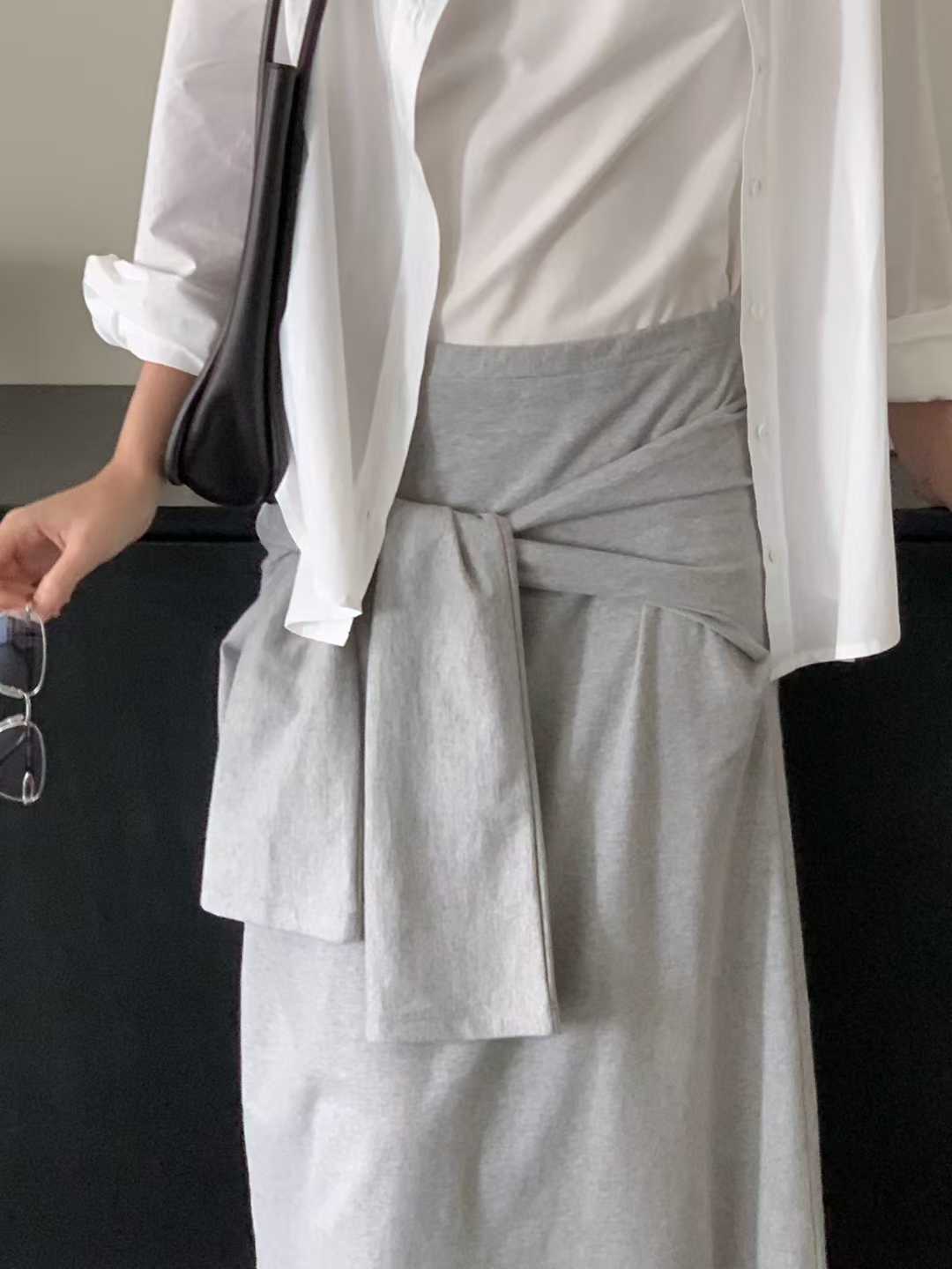 小V家造型綁腰休閒棉裙