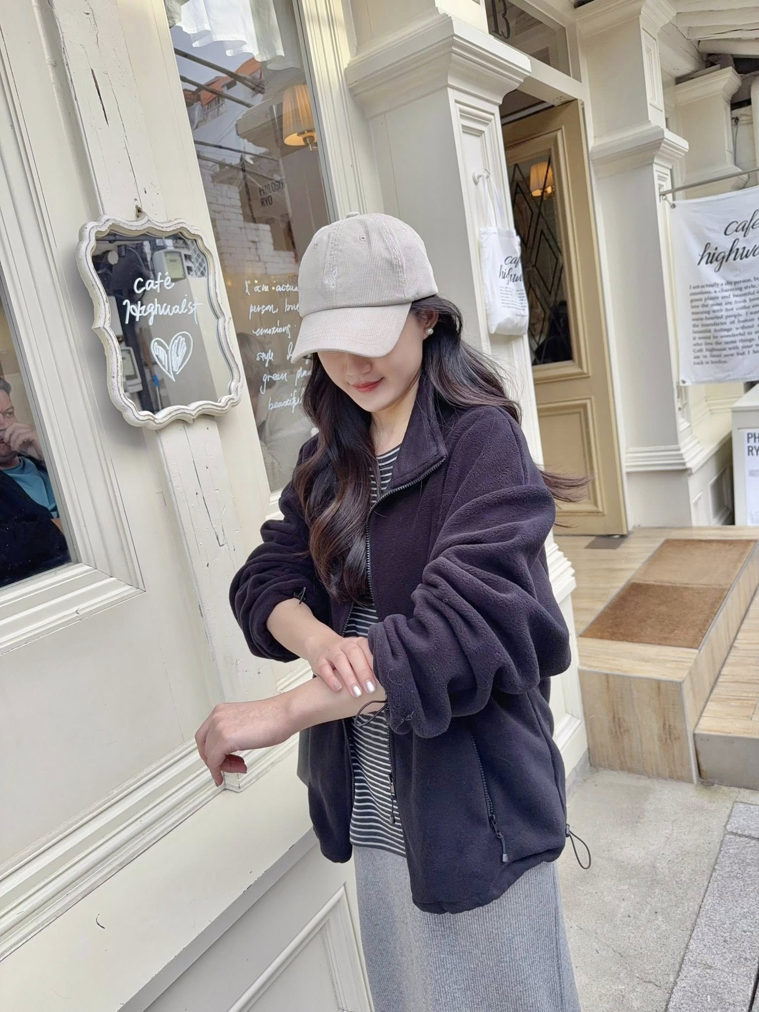 纖瘦家後開衩羅紋長裙