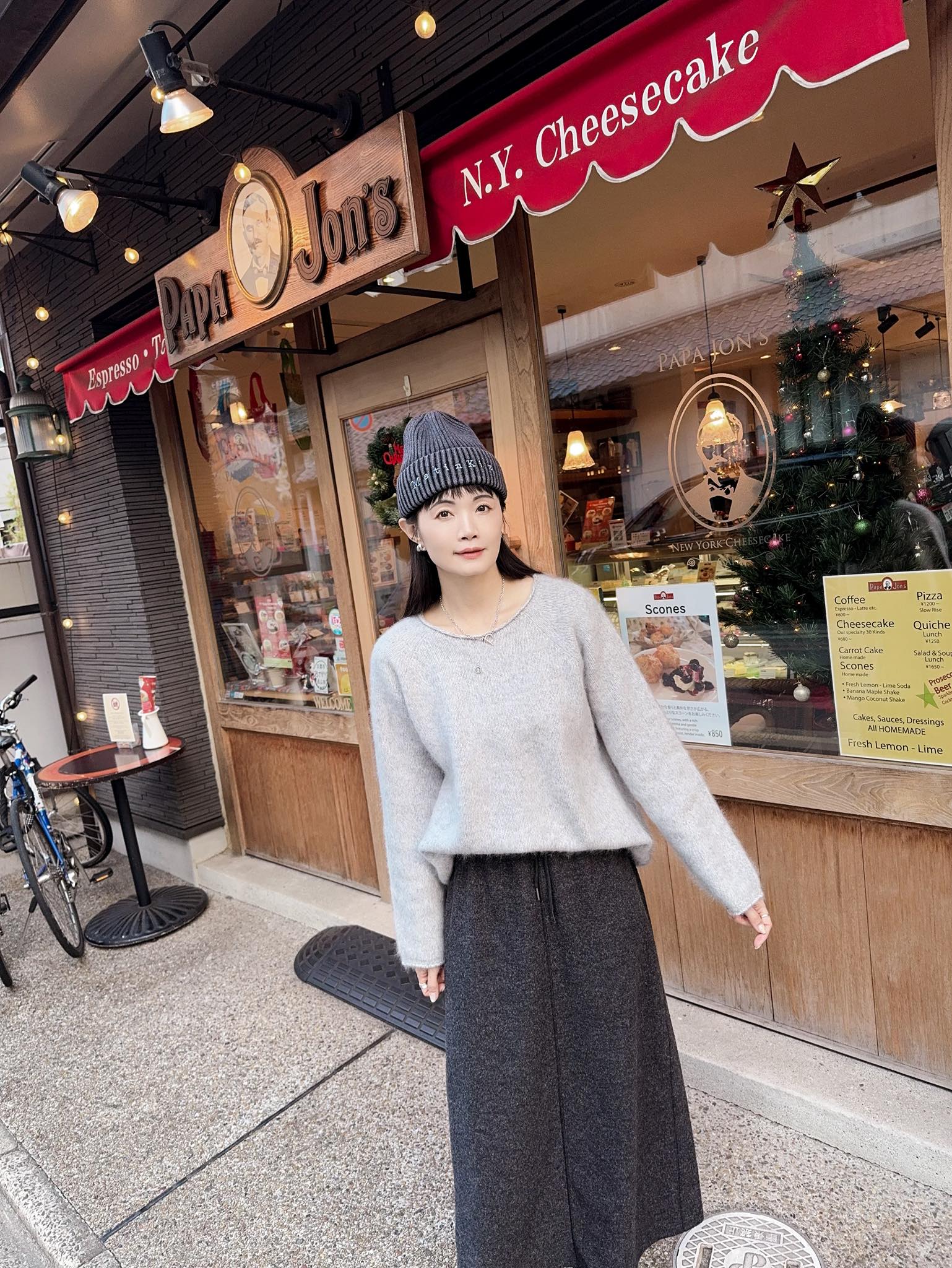 A123.灰階百搭保暖長裙