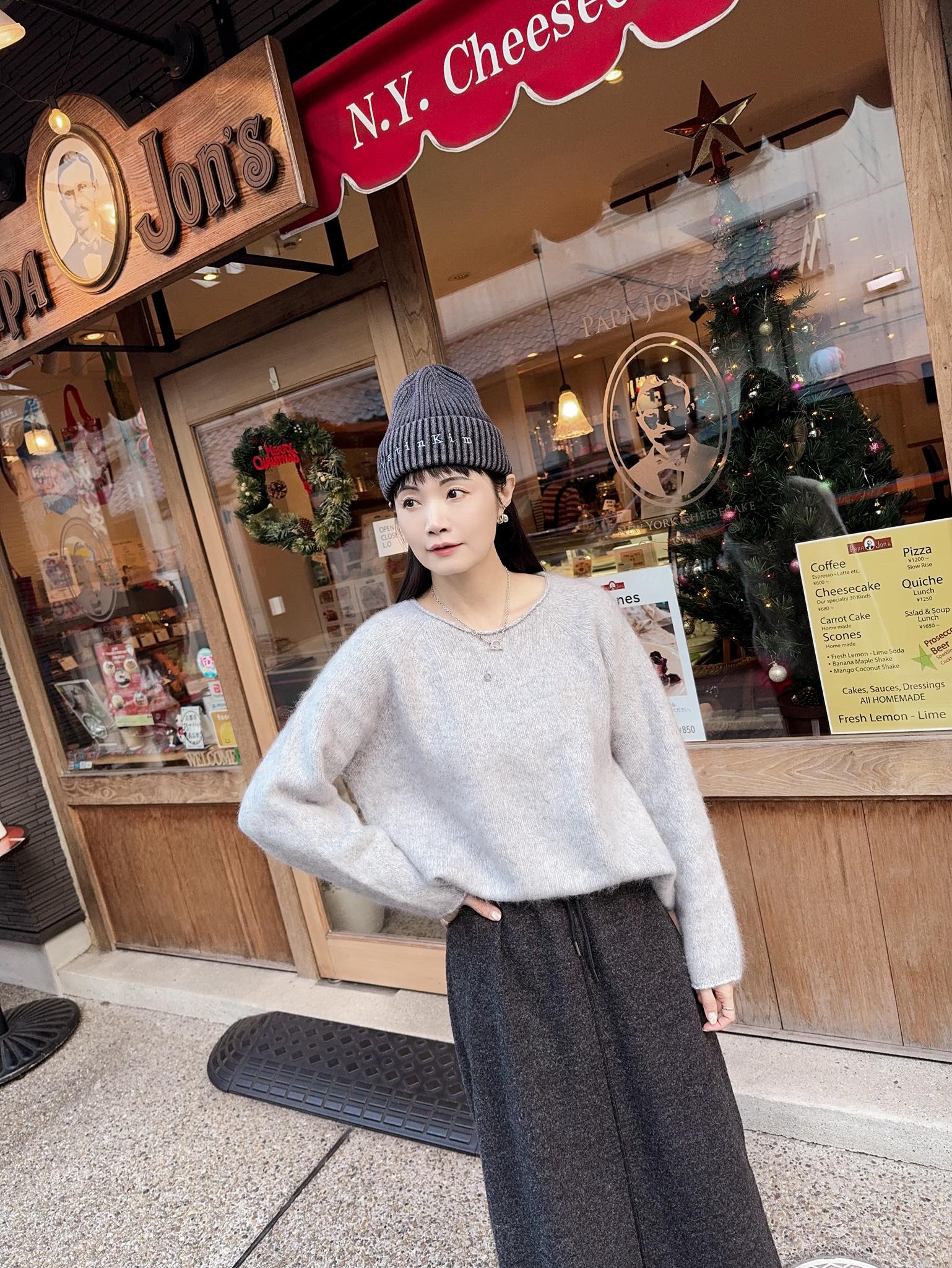 A123.灰階百搭保暖長裙